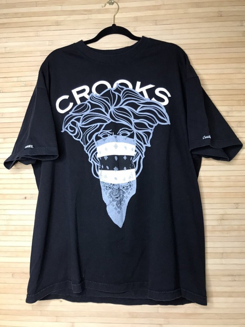 Crooks & Castles Medusa Bandana Mens Black T Shirt Size XXL 2XL